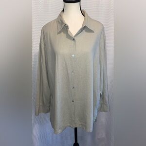 Women’s FRENCH LAUNDRY oatmeal‎ linen blend buttoned shirt size XL